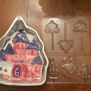 Wilton Enchanted Castle cake pan and 2 chocolate molds